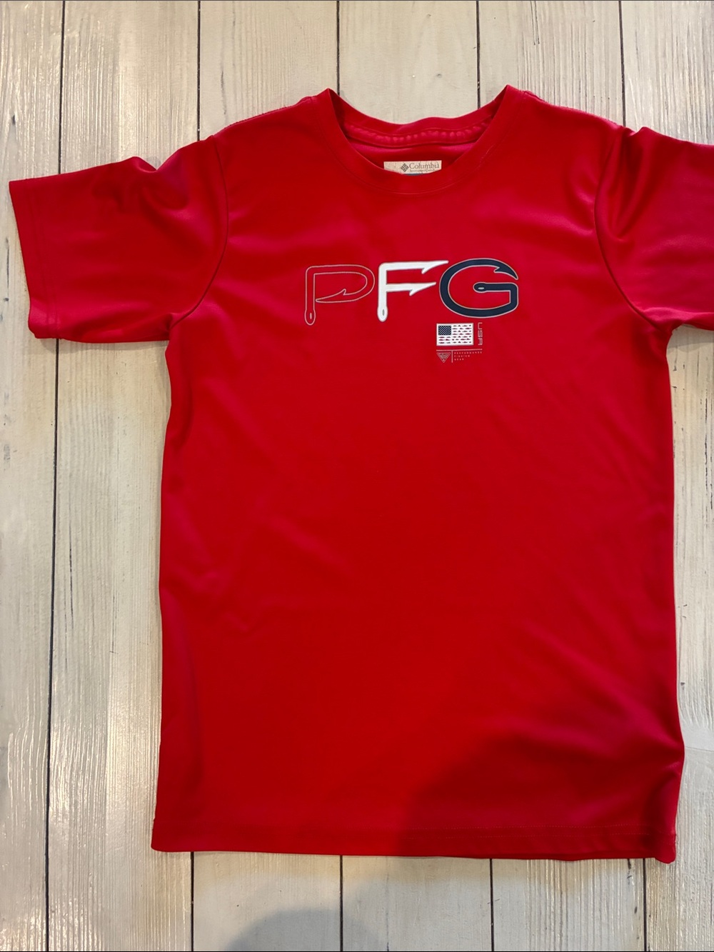 Columbia Boys' Red Short Sleeve PFG Tee
